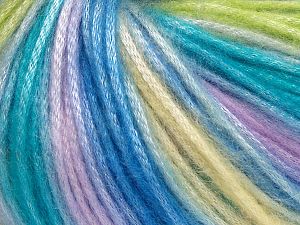 Fiber Content 56% Polyester, 44% Acrylic, Yellow, Turquoise, Lilac, Light Green, Brand Ice Yarns, Yarn Thickness 4 Medium Worsted, Afghan, Aran, fnt2-65917