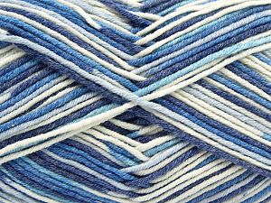 Fiber Content 50% Acrylic, 50% Cotton, White, Brand Ice Yarns, Blue Shades, Yarn Thickness 2 Fine Sport, Baby, fnt2-66580