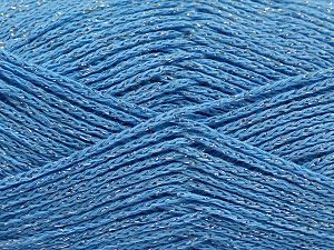 Fiber Content 88% Cotton, 12% Metallic Lurex, Light Blue, Brand Ice Yarns, fnt2-67843