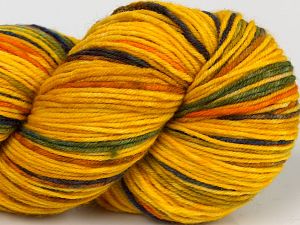 Please note that this is a hand-dyed yarn. Colors in different lots may vary because of the charateristics of the yarn. Also see the package photos for the colorway in full; as skein photos may not show all colors. Fiber Content 75% Superwash Merino Wool, 25% Polyamide, Yellow Shades, Purple, Brand Ice Yarns, Green, fnt2-68869