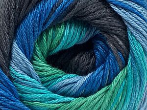 Fiber Content 100% Mercerised Cotton, Brand Ice Yarns, Green, Blue Shades, Black, fnt2-70708