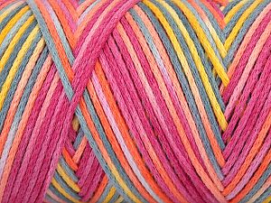 Please be advised that yarns are made of recycled cotton, and dye lot differences occur. Fiber Content 80% Cotton, 20% Polyamide, Yellow, Pink, Orange, Light Grey, Brand Ice Yarns, fnt2-74598