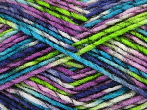 Composition 80% Laine, 20% Acrylique, White, Turquoise, Purple Shades, Brand Ice Yarns, Green, fnt2-77901 
