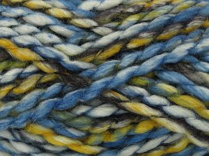 Composition 70% Laine, 30% Acrylique, Brand Ice Yarns, Green, Gold, Blue Shades, Black, fnt2-77910 