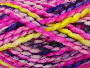 Fiber Content 70% Wool, 30% Acrylic, Purple, Pink Shades, Neon Yellow, Brand Ice Yarns, Black, fnt2-77914 