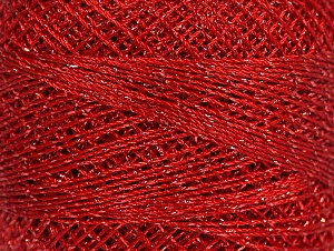 Composition 70% Polyester, 30% Métallique Lurex, Brand YarnArt, Silver, Red, Yarn Thickness 0 Lace Fingering Crochet Thread, fnt2-17345